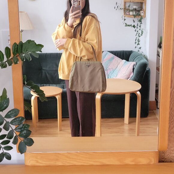 Prada Bag Khaki Green Nylon Tessuto City Handbag - Picture 14 of 16